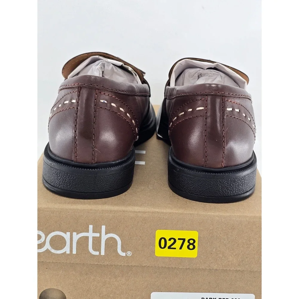 Earth Deeana Tassel Loafers Women 6.5 Dark Red Leather Slip On - New